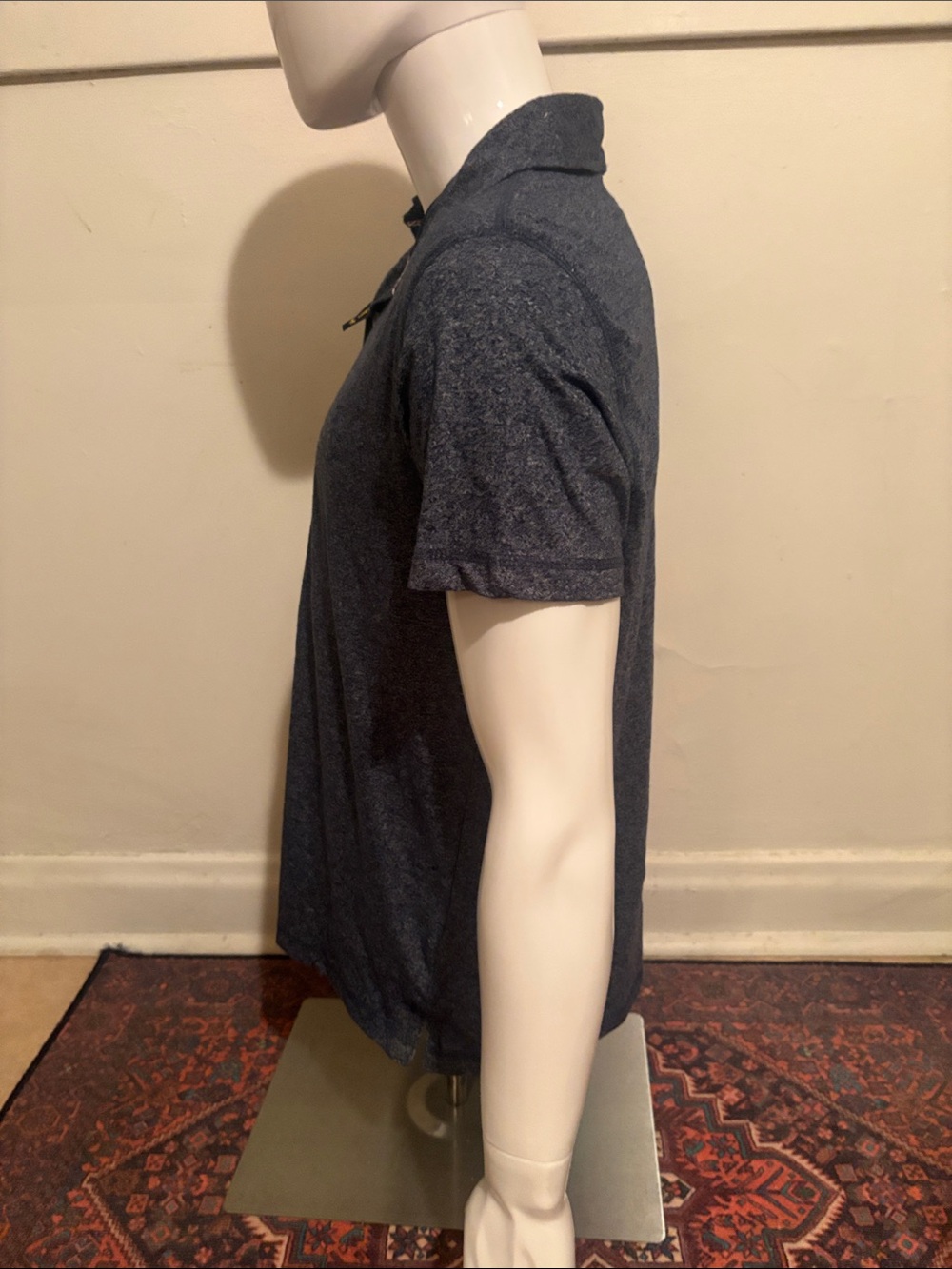 Men's Heather Navy Polo Shirt - Picture 2 of 3